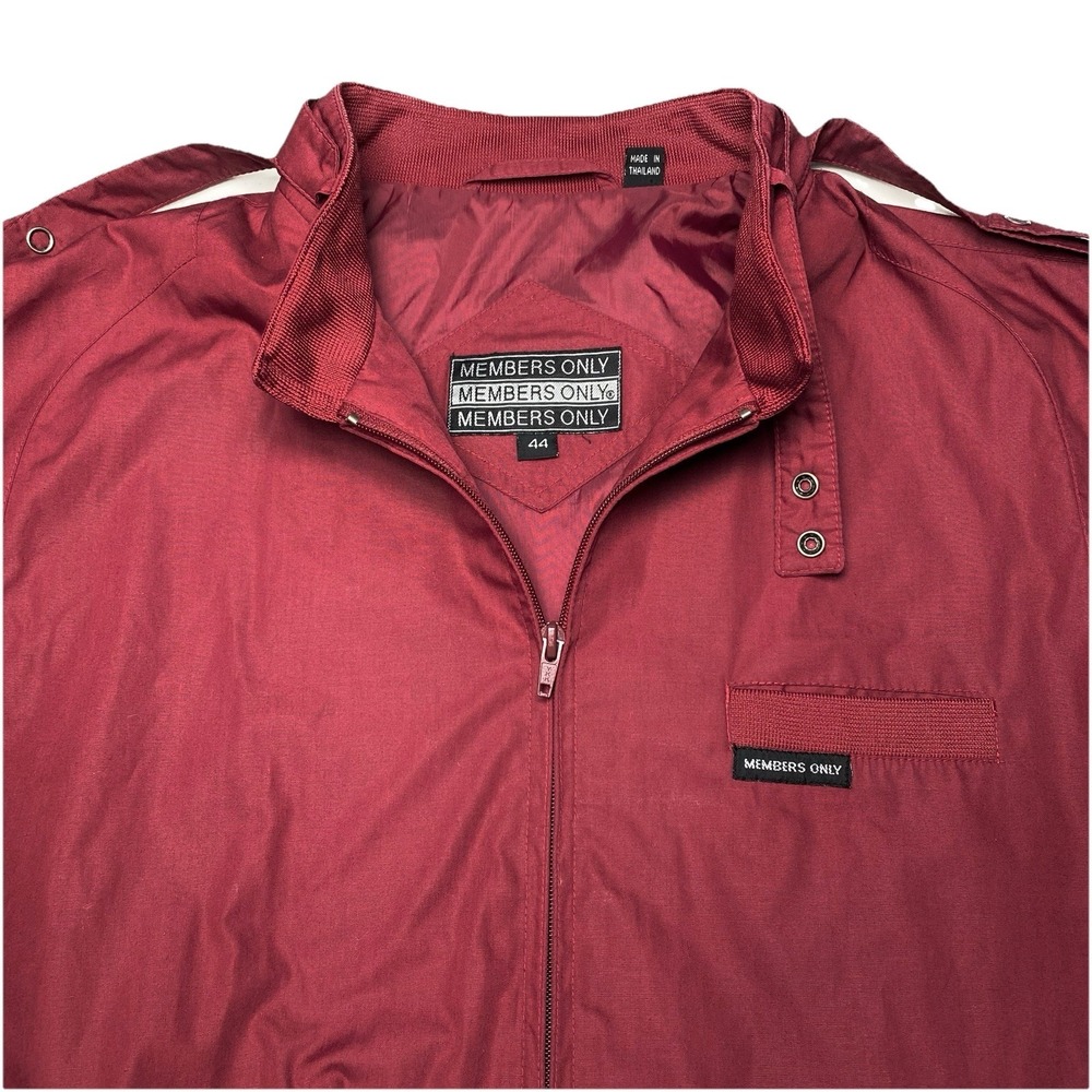 90s Members Only Jacket Size 44 Mens Red Full Zip Bomber Racer Windbreaker